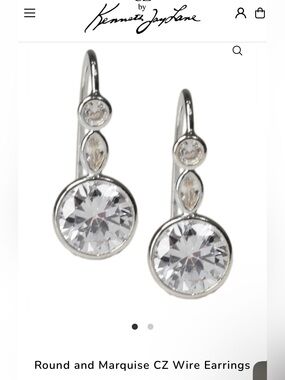 Kenneth Jay Lane Silver Earrings with Cubic Zirconia